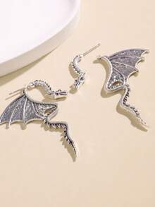 1 对哥特朋克龙可拆卸深色风格耳钉，适合女士，时尚夸张节日派对日常礼物