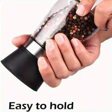 1pcManual Pepper Grinder - With Glass Body And Stainless Steel Ceramic Core - For Chili, Sea Salt, Seasonings - Electricity-Free - Kitchen And Dining Essentials