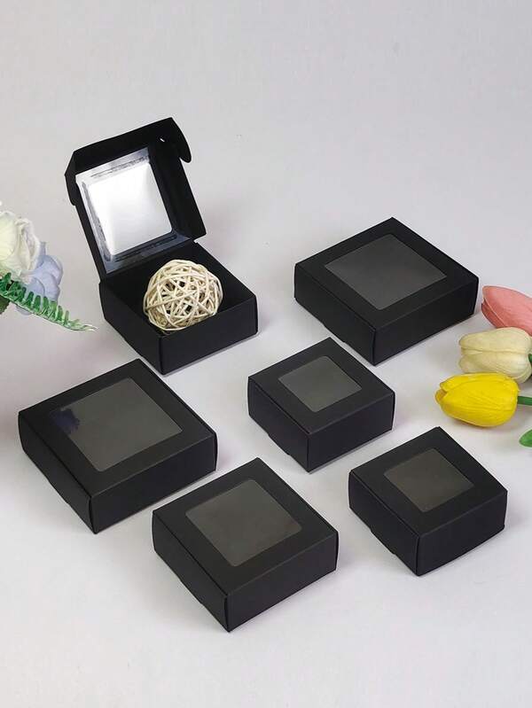 10/30pcs White Small Gift Boxes With Clear Window, Jewelry, Soap, Candy Boxes, Cardboard Packaging For Handmade Items, Decorative Flat Bulk Boxes, Suitable For Gifts, Crafts, Presents, Wedding Parties, Bridal Showers