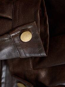 2025新款男士皮夹克春秋季休闲通勤商务翻领软PU外套 - 棕色 - 查看 5