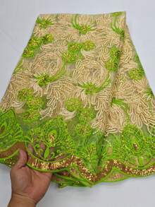 1 Yard /5 Yard African Lace Fabric 2025 High-Quality High-Grade Sequins Nigeria Sliky Fiber Fabric Suitable For Wedding Exquisite Three-Dimensional Flower Pattern DIY Handmade Materials With Embroidery Suitable For Cutting And Dry Cleaning, And A Variety Of Colors Are Available - Multicolor - View 15