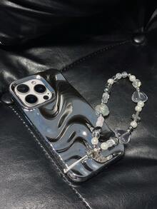 Ốp lưng điện thoại thanh lịch tối giản Wave Ripples 1 chiếc + dây đeo tương thích với iPhone 17/17 Air/17 Pro/17 Pro Max/16 Pro Max/16/16 Pro/16 Plus/15/15 Pro Max/15 Pro/11/12/13/14 Pro Max/11 Pro/11 Pro Max/12 Pro/12 Pro Max/13 Pro/13 Pro Max/14 Pro/14 Pro Max/XR, Sáng tạo & Tinh tế - Bạc - Xem 3