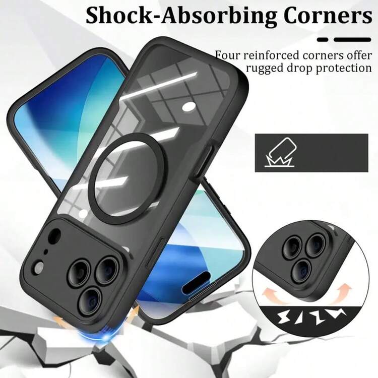 Hadaasi 1个黑色360°磁吸软壳，奢华360°双面磁吸软壳，兼容苹果17e/17 Air 16 15 14 13 12 11 Pro Max，全包防摔，16E 16 15 14 Plus支持无线充电，透明保护壳兼容三星Galaxy S26 Ultra/S26 Plus/S26/A17/A07/S25 FE/Poco/荣耀400 Pro和Reno14 Pro和荣耀400/400 Pro/400 Lite，国际版，非国内版 - 黑色 - 查看 7