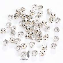 360pcs Silver Sewn Glass Gemstones, Metal Rear Claws Set With Sewn Claw Rhinestone Sewn Gemstones, Glass Rhinestone Sewn On Crystal Gemstones Psychological Flat Back And Silver Claw Jewelry Handicrafts Clothes Shoes Clothing