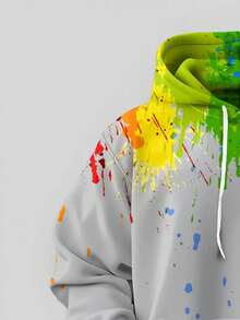Plus Size Men's Casual Hoodie - 3D Graffiti Print, Pocket, Regular Fit, Machine Washable, Essential For Autumn/Winter, Comfortable Soft Everyday Wear - Nhiều màu - Xem 3