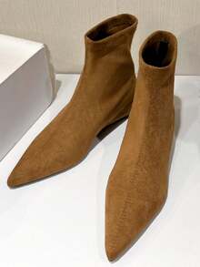 Merlard Elastic Ankle Boots For Women, 2025 Autumn New Arrival, Hidden Wedge Heel, Pointed Toe, Slim Fit Booties