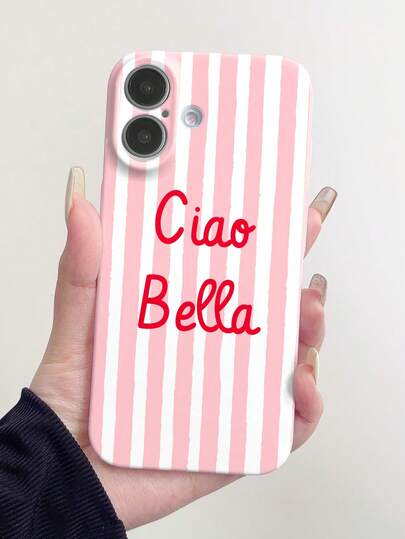 1pc Striped Letter Pattern PC Glossy Phone Hard Case Cover Compatible With Iphone 11 12 XR 13 13 Pro 13 Pro Max 14 14 Pro 14 Pro Max 15 15 Pro 15 Plus 15 Pro Max 16 16 Pro 16 Plus 16 Pro Max 16e