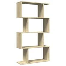 Estante divisor de ambientes de 4 niveles Larryhot en roble Sonoma, 70 x 24 x 129 cm, resistente y duradero, fácil de montar, estilo decorativo, adecuado para guardar adornos, figuras, libros, artículos pequeños, etc. - Marrón - Ver 2