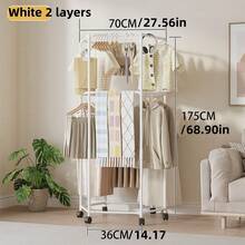 1 szt. Nordic Style Black & White Mobilny wieszak na ubrania, nowy faworyt do przechowywania ubrań! Sześciokątny obrotowy wieszak na ubrania z kółkami - solidna 16 mm metalowa rura, niezależny wieszak, metalowa konstrukcja, łatwy do przechowywania balkonowy wieszak na ubrania