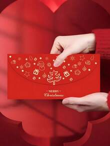 5pcs Christmas Card Envelopes, Money Envelopes, Gift Envelopes, For Christmas With Bronzing & Hollow Design Xmas Cash Gift Envelopes For Christmas New Year Holiday, Festivals, Weddings, Parties, Birthdays And Christmas Celebration, Unique Collectibles