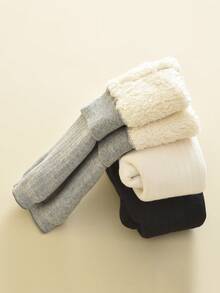 1pc Toddler Girls' Thick Warm Comfortable Leggings, Autumn/Winter