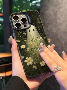1pc Aviation Themed Ghost In Floral Design Shockproof Scratch-Resistant Protective Phone Case, Suitable For Travel Lovers, Halloween Gift, Compatible With IPhone XR/11 Pro Max/7P/8P/12 Pro/12 Pro Max/13 Pro/13 Pro Max/14 Pro/14 Pro Max/15 Pro/15 Pro Max/14/15Plus/16E/16 Pro/16 Pro Max/SMART8/Galaxy A55/Galaxy A15/Galaxy S23/S24/S25 Ultra