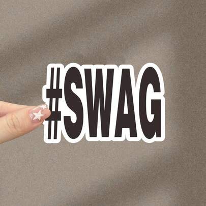 #Swag Vinyl Decal - Waterproof & Durable Sticker For Car Bumper, Laptop, Phone, Refrigerator, Toolbox, Suitcase - Stylish Black Lettering With Abstract Design