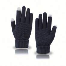 Gants chauds tactiles pour femmes - avec poignets côtelés élastiques, convient pour la randonnée, le cyclisme et les sports de plein air - protection des mains résistante au froid pour l'hiver (noir/blanc/rose/beige), équipement de camping d'hiver, design décontracté, lavage à la main uniquement