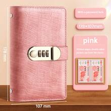 1 件 PU 密码锁鳄鱼纹现金储蓄日记本 - 100 天情侣储蓄挑战套装，多功能便携收纳本，带储物袋。非常适合学生返校或储蓄目标 - 带现金追踪和账单存储功能的理财日记本。 - 彩色 - 查看 18