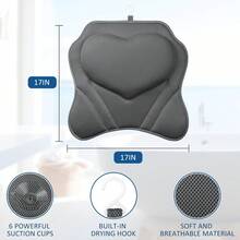 LuxStep Bath Pillow-Bathtub Pillow With Mesh Fabric & 6 Non-Slip Suction Cups, Bath Pillows Tub, Neck And Back Support, Bath Accessories Spa Gifts, Halloween Christmas New Year