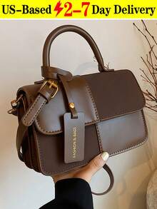 New Stylish Simple Plaid Patchwork Handbag Tote Shoulder Crossbody Bag For Women,Fall Winter Crossbody Bag Small Vintage Plaid Pattern Purse With Top Handle & Adjustable Strap, Mini Phone Bag For Essentials, Black And Brown Tartan Handbag,[US Local Warehouse] Secret Santa Gifts For Women,Travel Essentials,School Supplies,The Best Gift Choice, Birthday Gift, Valentine's Day - Multicolor - View 13