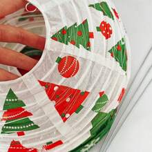 Conjunto de 14/15/6 peças - Conjunto de lanternas de papel para pendurar no Natal, com estampas natalinas em vermelho, verde e branco, lanternas em formato de pinheiro, lanternas em formato de chapéu de Papai Noel e pingentes de leque de papel. Ideais para decorar festas de Natal, jardins e casas. - Multicolorido - Ver 8
