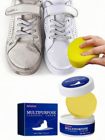 jakehoe Rengöringskit för vita sneakers - Skokantsrengöring, Fläckborttagningsmedel, Vitgörande rengöringsmedel, Svamp, Fast fläckborttagningspasta, Multifunktionell rengöringskräm