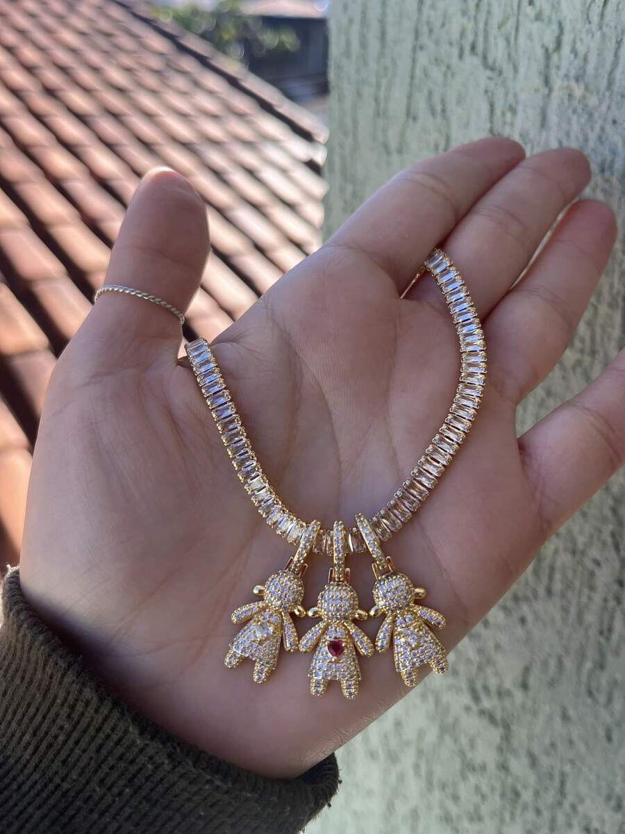 Virginia Gold Plated Studded Son Boy Girl Chain - 三個女孩 - 查看 1