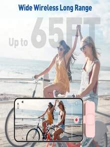 Pink Wireless Lavalier Microphone Mini Portable 2.4GHz Dual Lavalier Microphone Plug And Play Lavalier Microphone With Automatic Noise Cancellation And 60Mah Rechargeable Battery Suitable For Video Recording Live Broadcasting, Interviews