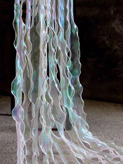 1 rolo/900 cm de fita de organza iridescente para arranjos florais, embrulhos de presentes, laços para cocares ou acessórios de decoração de renda