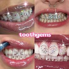 66pcs Elegant DIY Tooth Jewelry Set, Personalized Tooth Rhinestone Decor, Minimalist Style Fashion Tooth Accessories For Daily, Party, Gift (Excluding Glue) - Multicolor - View 2