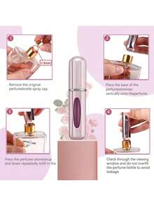 1/5ml Reusable Perfume Bottle, Valentine's Day Gift, Reusable Travel Perfume, Mini Perfume Bottle, Refillable Perfume Spray Bottle, Travel Essential, Multi-Color, Bottle, Spray Bottle, Mini Portable Empty Liquid Container, Travel Essential, Beach, Fall Decoration Travel, School Supply Storage Box, Back To School Essential - 銀色 - 查看 8