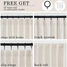 4 Panels Pinch Pleated Curtains Natural Linen Pinch Pleat Back Tab Semi-Shading Drapes With Hooks Rings Window Curtains Home Decor - Off White - View 5