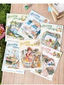 20 piezas Pegatinas de PET de la serie de estilo de vida festivo, pegatinas decorativas de PET, material básico creativo, pegatinas decorativas impermeables, ideales para manualidades de scrapbooking, suministros de diario, tabletas, teléfonos, fotos y artesanía, tarjetas (viaje, paseo por la ciudad, estancia en casa, campamento en el bosque, el mar, campos del campo)