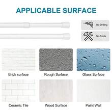 Tension Rod For Curtains No Drill Spring Net Curtain Rods Extendable Door Curtain Pole Adjustable Telescopic Voile Tension Pole For Kitchen Cupboard Bathroom Window - 55-90cm - View 8