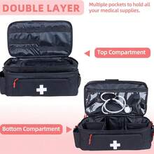 Large Capacity First Aid Kit With Shoulder Strap, Medicine Storage Box, Travel Emergency Bag For Car, Home, Office, Outdoor, Camping, Hiking Travel Essentials Holiday Vacation Medicine Organizer Emergency Kit Medicine Bag Medicine Storage Bag For Travel For Outdoor Portable First Aid Bag