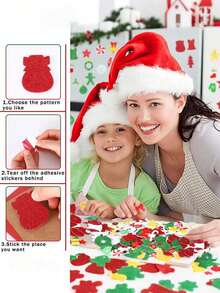 200pcs- Christmas Foam Stickers - Glitter Self-Adhesive Stickers For Crafts, Greeting Cards, Home Decor, And Party Decorations (Christmas Style) - Multicolor - View 5