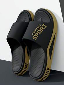 Sandali scorrevoli unisex con suola spessa e stampa, sandali casual da esterno in EVA monopezzo, antiscivolo e durevoli, con fondo morbido, comodi per bagno, doccia, spiaggia e uso esterno estivo