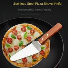 Spatule à chocolat en acier inoxydable, pelle à pizza avec manche en bois triangulaire, coupe-fromage, ustensiles de cuisson - Multicolore - Voir 6