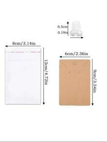 200pcs Stud Necklace Collection Card, Gift Packaging Card, Display Card With Bag And Ear Plug Set