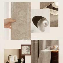 1 件欧式提花高端遮光窗帘适用于豪华客厅卧室别墅阳台，高品质遮光窗帘 - 駝色 - 查看 6