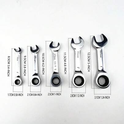 Llave de trinquete de cabeza ajustable de mango corto, mini llave de trinquete rápida, herramienta de reparación automática que ahorra trabajo, llave de doble propósito