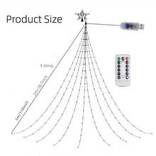 1 pièce de lumière de Noël intérieure et extérieure OSIDEN avec télécommande - Guirlande lumineuse de haute qualité alimentée par USB (192 LED/282 LED en option), indice de protection IP44 contre l'eau, 8 modes d'éclairage (constant, clignotant, dégradé, orage), télécommande infrarouge, décoration étoile au sommet convenant pour Noël, décorations de Noël pour la maison, décoration de pièce en hiver