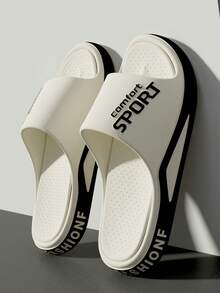 Sandali scorrevoli unisex con suola spessa e stampa, sandali casual da esterno in EVA monopezzo, antiscivolo e durevoli, con fondo morbido, comodi per bagno, doccia, spiaggia e uso esterno estivo