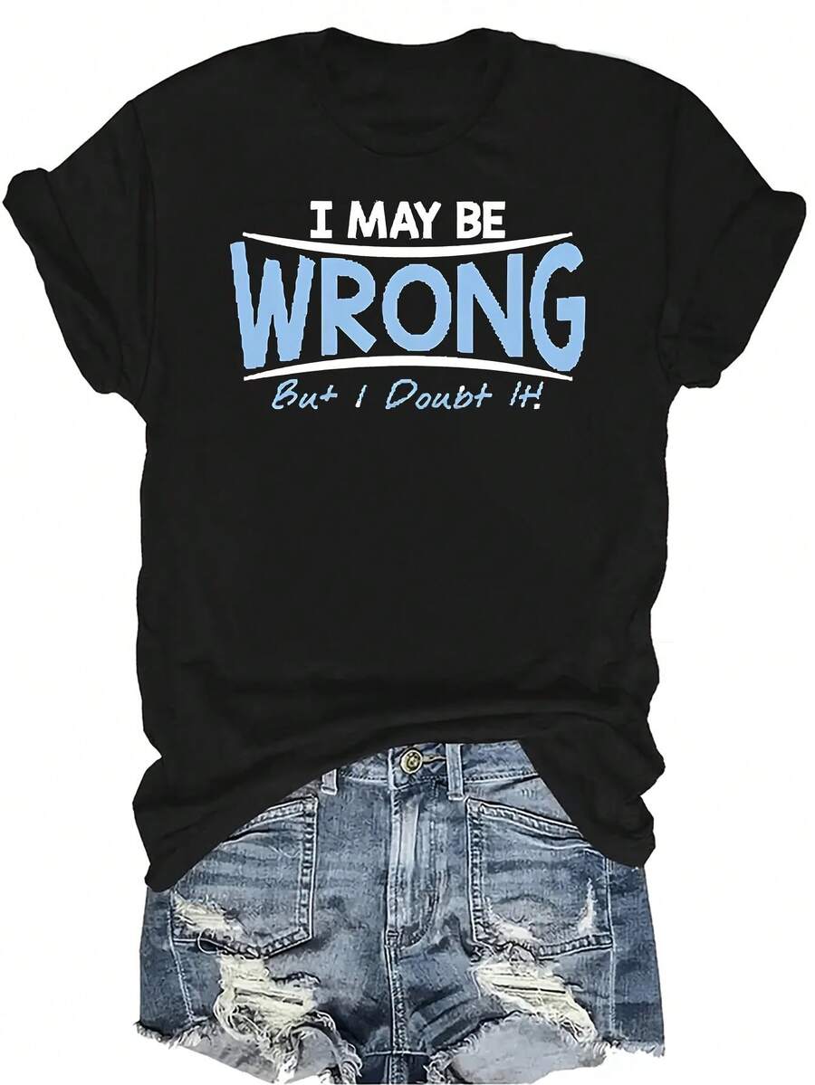 Camiseta con patrones interesantes para mujer y unisex, de verano, casual, transpirable, con cuello redondo, manga corta, estilo urbano y versátil, adecuada para adolescentes y adultos - Negro - Ver 1