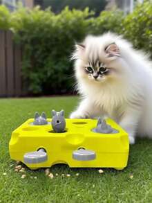 1 件宠物热销时尚宠物游戏配件扑咬奶酪盒耐用互动游戏慢速喂食带底座宠物玩具