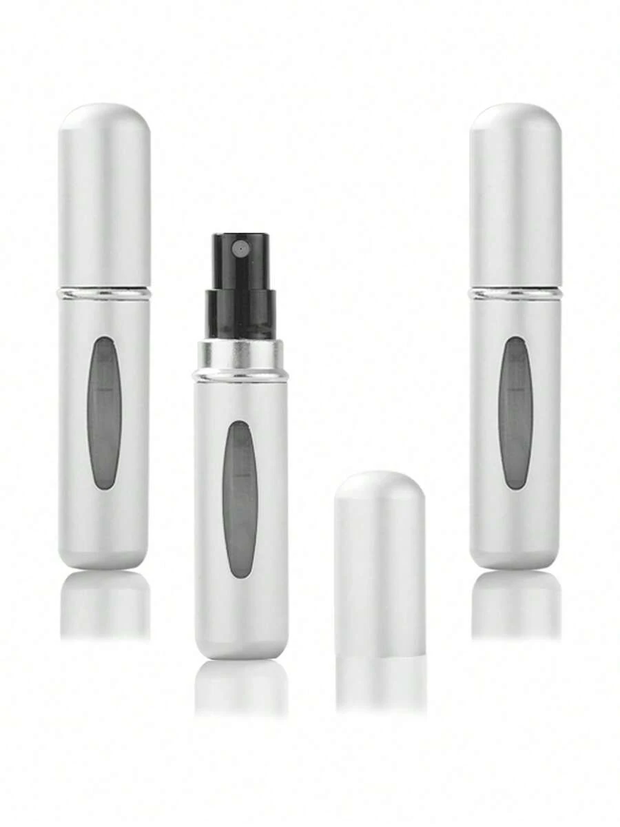 1/5ml Reusable Perfume Bottle, Valentine's Day Gift, Reusable Travel Perfume, Mini Perfume Bottle, Refillable Perfume Spray Bottle, Travel Essential, Multi-Color, Bottle, Spray Bottle, Mini Portable Empty Liquid Container, Travel Essential, Beach, Fall Decoration Travel, School Supply Storage Box, Back To School Essential - 銀色 - 查看 1