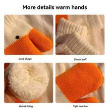 1 Pair Warm Gloves, Creative Funny Big Goose Gloves, Unisex - Autumn/Winter, Warm, Thermal Lined, Thick, Cold-Proof Knitted Knitted Gloves With Soft Lining - Knitted Finger Gloves, Thick And Warm, Cute Animal Gloves For Couples, Students, Novelty Goose Gloves As Gift For Girls/Ladies - Daily Use, Household, Cartoon Gloves - (Size Approx. Length 23 X Width 12.5cm / 9 X 4.9 Inch)