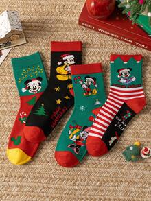 Disney 4/1 Pair Genuine Christmas Hat Cartoon Character Socks, Christmas & New Year Animation Socks For Men, Novelty & Fun Socks For Gifts And Parties, Socks - Multicolor - View 3