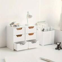 A Set Of Three-Layer Drawer Storage Boxes For Desktop Storage. The Stackable Design Is Compact And Cute, Saving Space And Suitable For Storing Office Supplies, Hair Clips, Jewelry, And Cosmetics. It Is An Ideal Choice For Desktop Organization And Also A Home Jewelry Box. Lockers - trắng - Xem 9