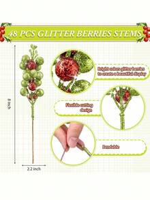 12 Peças Galhos Artificiais de Pinheiro com Bagas Vermelhas, Agulhas de Pinheiro com Bagas Vermelhas e Pinhas Artificiais de Pinheiro com Bagas Vermelhas, Agulhas Falsas de Pinheiro de Norfolk, para Artesanato DIY, Coroas, Decoração Doméstica e Enfeites de Árvore de Natal, Folhagem de Mesa Plástica para Arranjos Sazonais de Outono, Inverno e Feriados