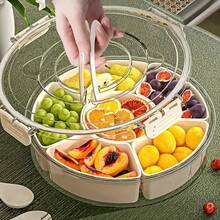 Divided Serving Tray With Lid And Handle Fruit Containers For Fridge Snack Box Container Divided Storage Box For Platters For Serving Food Outdoor Party Snack Cracker And Spice Organizer