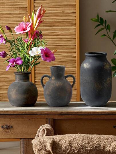 1PC Wabi Sabi Style Ceramic Vase, Centerpieces, Bohemian Style Homestay Decoration Pottery Jar, Suitable For Desktop Flower Arrangement In Living Rooms, Dining Tables, Offices, Bedrooms, Rural Outdoor Vases Home Decor Room Decor Flower Vase Glass Vase