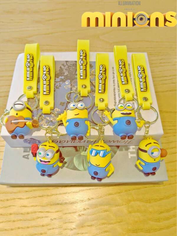Minions 1 pieza Llavero muñeco de Minions, colgante para mochila de pareja, colgante para cremallera, decoración de metal de alta calidad adecuada para llaves, papelería escolar, mochilas, bolsos y diversas decoraciones colgantes, accesorio de dibujos animados creativo para amigos